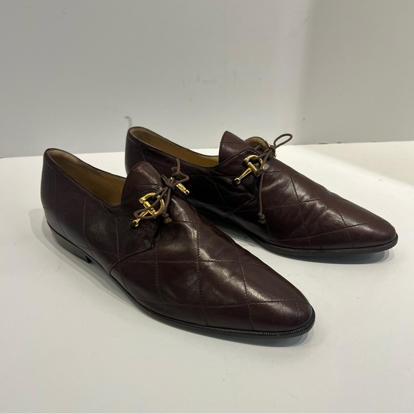 Vintage Barneys New York Quilted Leather Loafers Brown Made in Italy EU 40 US 10 - Picture 3 of 13